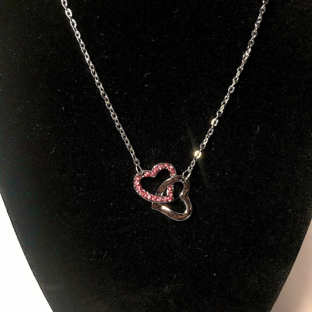 Pink Intertwined Heart Necklace